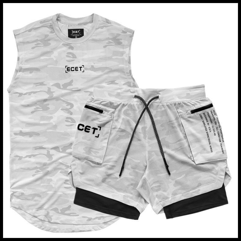 Ensemble de shorts de sport et débardeur à double couche premium