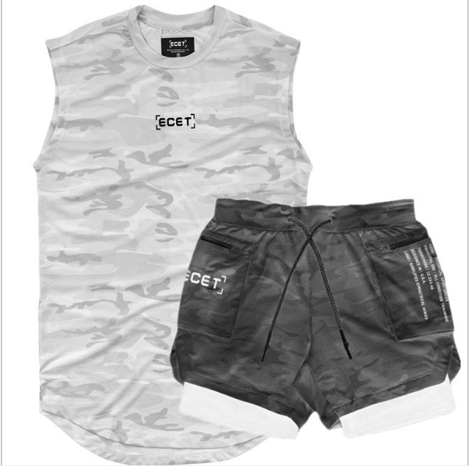 Ensemble de shorts de sport et débardeur à double couche premium