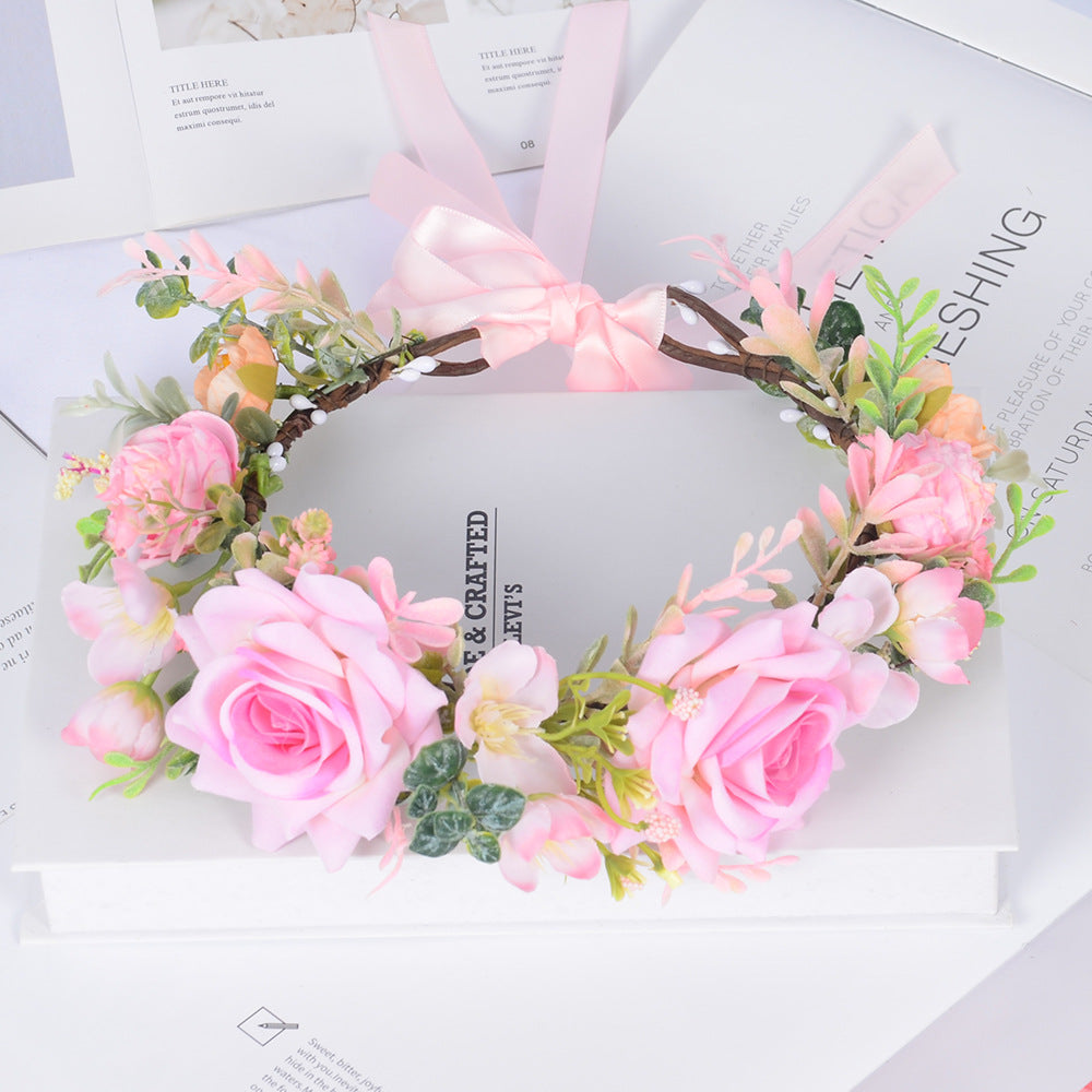 Simulated flower headdress tourist vacation princess flower fairy performance dance hair accessory female - Korvel