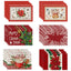 Christmas tree bell print placemat red striped plaid linen table mat Christmas party decoration insulation mat - Korvel