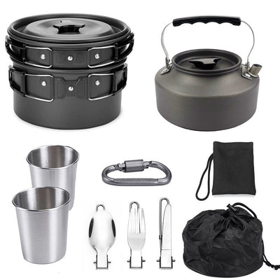Portable Outdoor Cookware Mess Kit for Camping & Hiking