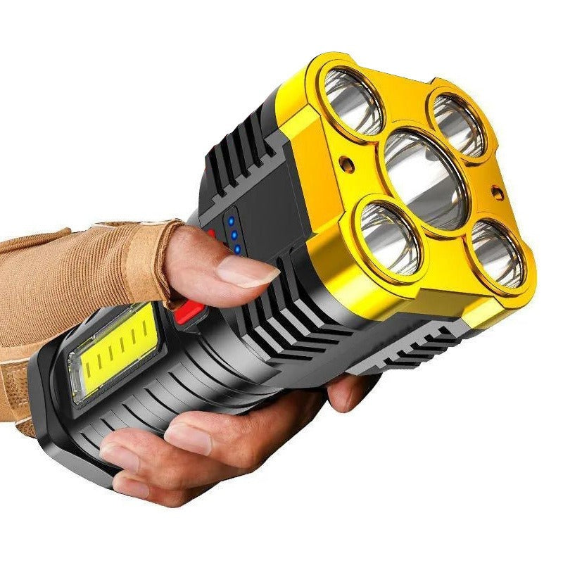 5 Led Flashlight Strong Light Outdoor Portable Cob Side Light Work Light USB Rechargeable Led Flashlight - Korvel