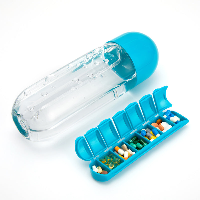 Premium Water Bottle with Pillbox Organizer