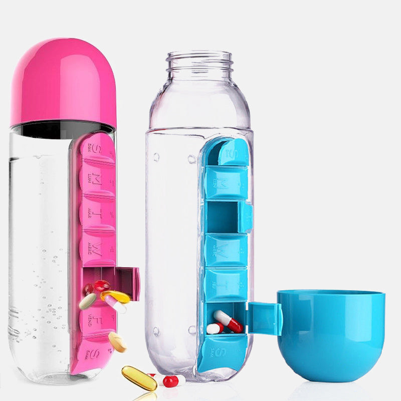 Premium Water Bottle with Pillbox Organizer
