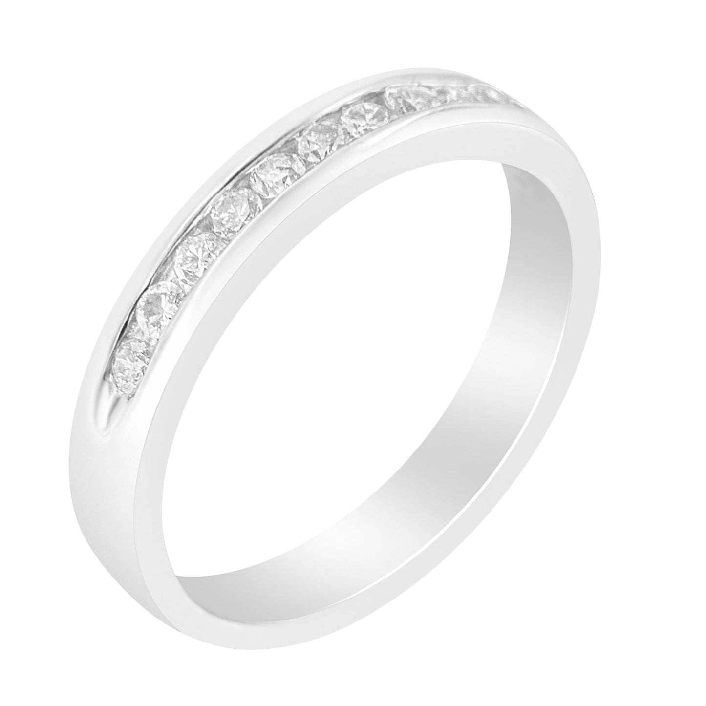 Bague de mariage en or blanc 18K avec diamants en sertissage cannelé - Taille 5