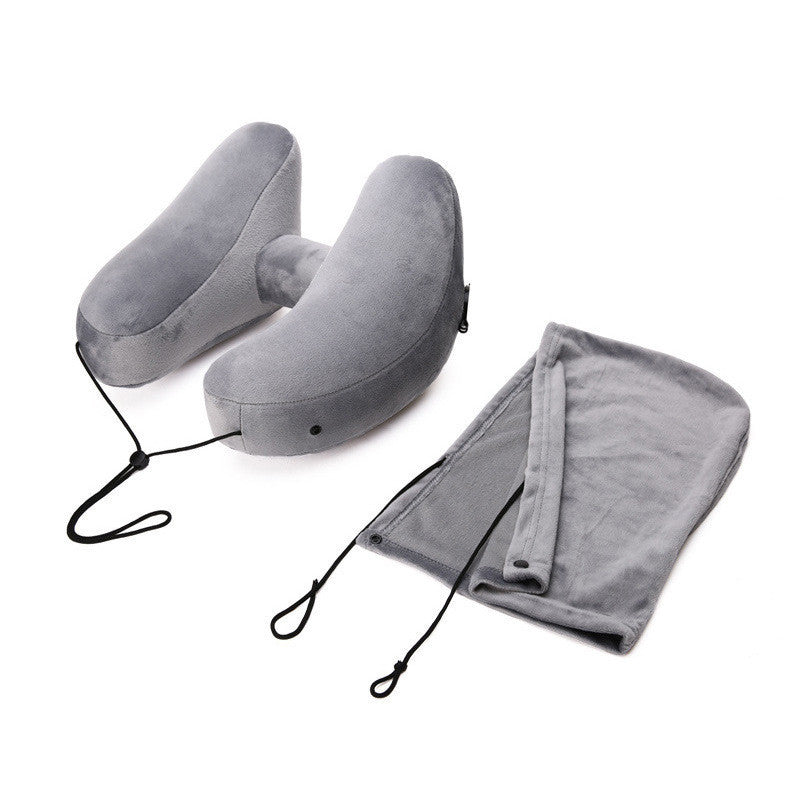 Coussin de Voyage Gonflable à Capuche - Léger et Portable