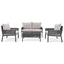 Outdoor Furniture with Tempered Glass Table Deep Seating with Thick Cushion for Backyard Porch Balcony (Grey) - Korvel