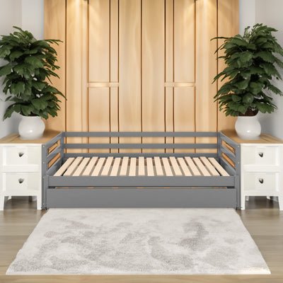 Twin or Double Twin Daybed with Trundle Gray - Korvel