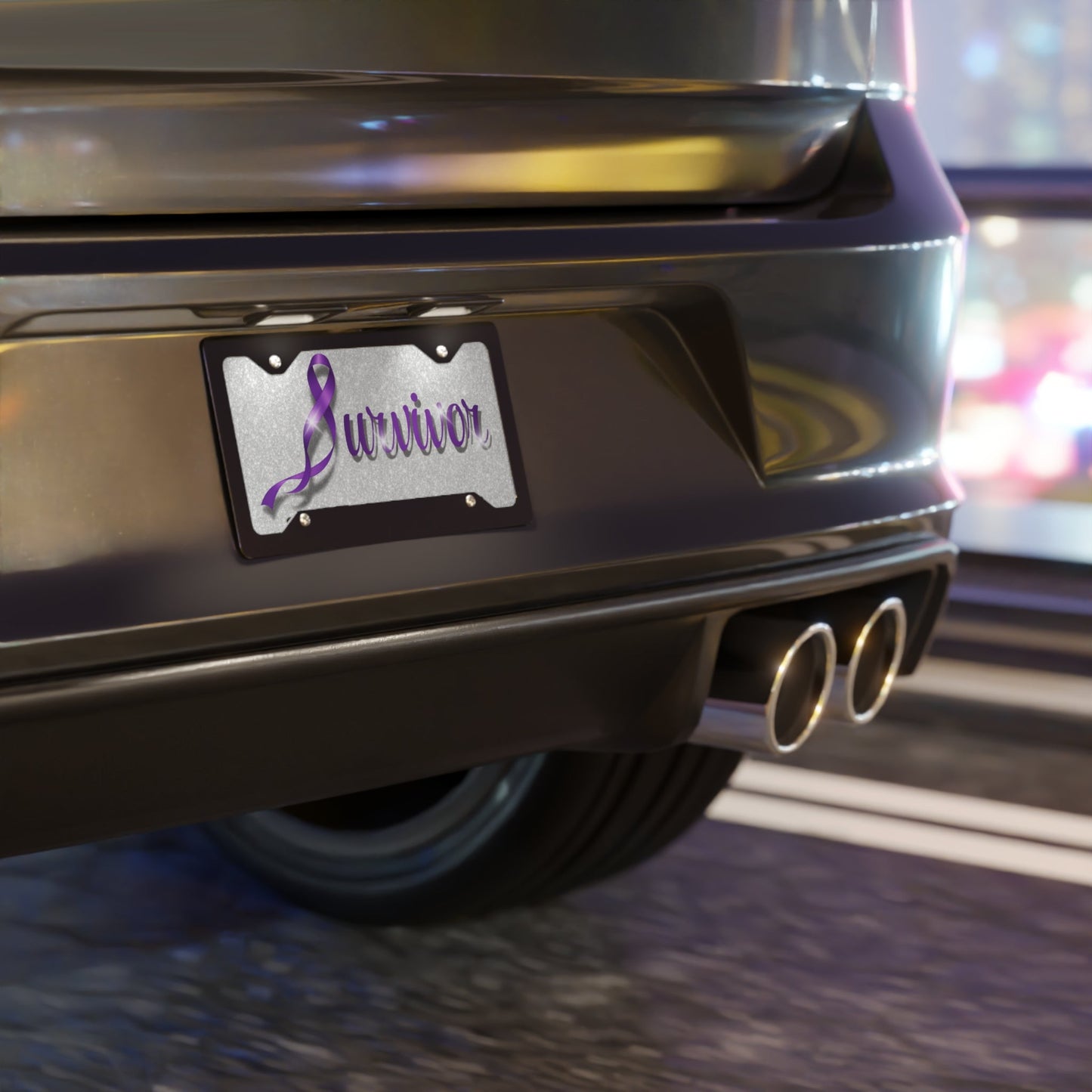 Plaque de voiture de sensibilisation à l'épilepsie Survivor - Ruban violet
