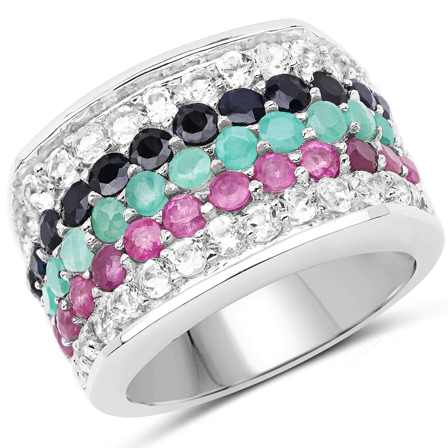 4.28 Carat Multi Stone .925 Sterling Silver Engagement Ring