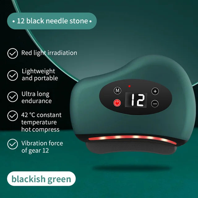 Electric Guasha Massager Hot Compress Eye Massager Stone Heating Vibration Scraping Neck Face Skin Lifting Removal Wrinkle Tool - Korvel