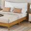 Queen Size Rubber Wooden , Solid Wooden Bed with Teddy Velvet Cushion Upholstered Headboard, Enhanced by Support Feet - Korvel