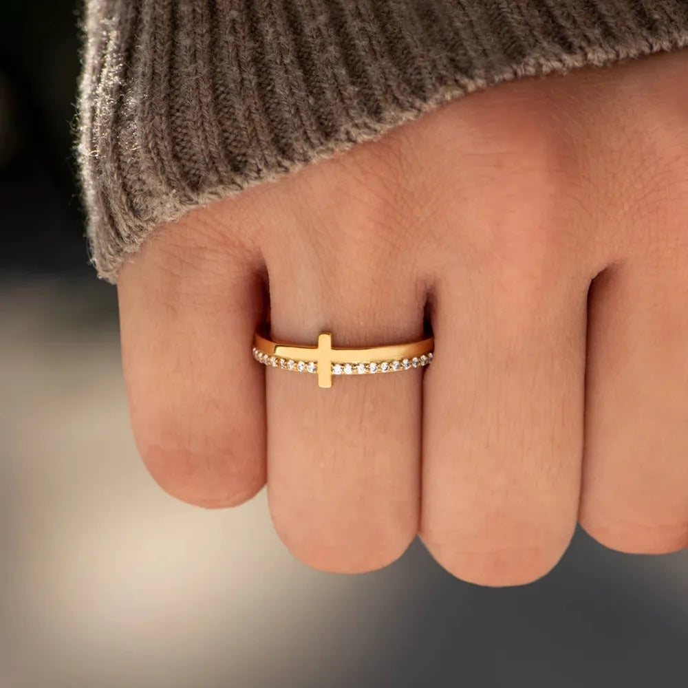 925 Sterling Silver Cross Ring - Korvel