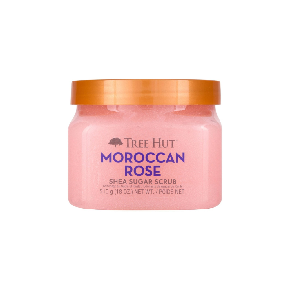 Exfoliante Corporal de Azúcar Shea con Rosa Marroquí de Tree Hut - 18oz
