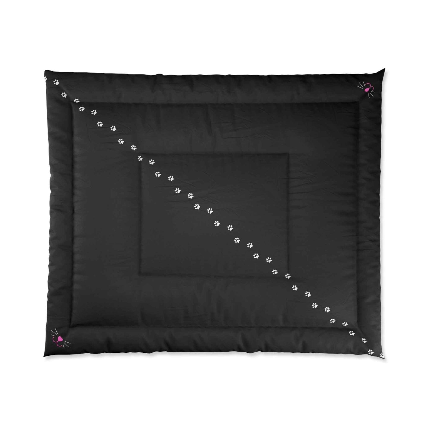 Black Pawprint Path Cat Lover Comforter