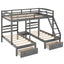 Gray Full over Twin Bunk Bed with Drawers
