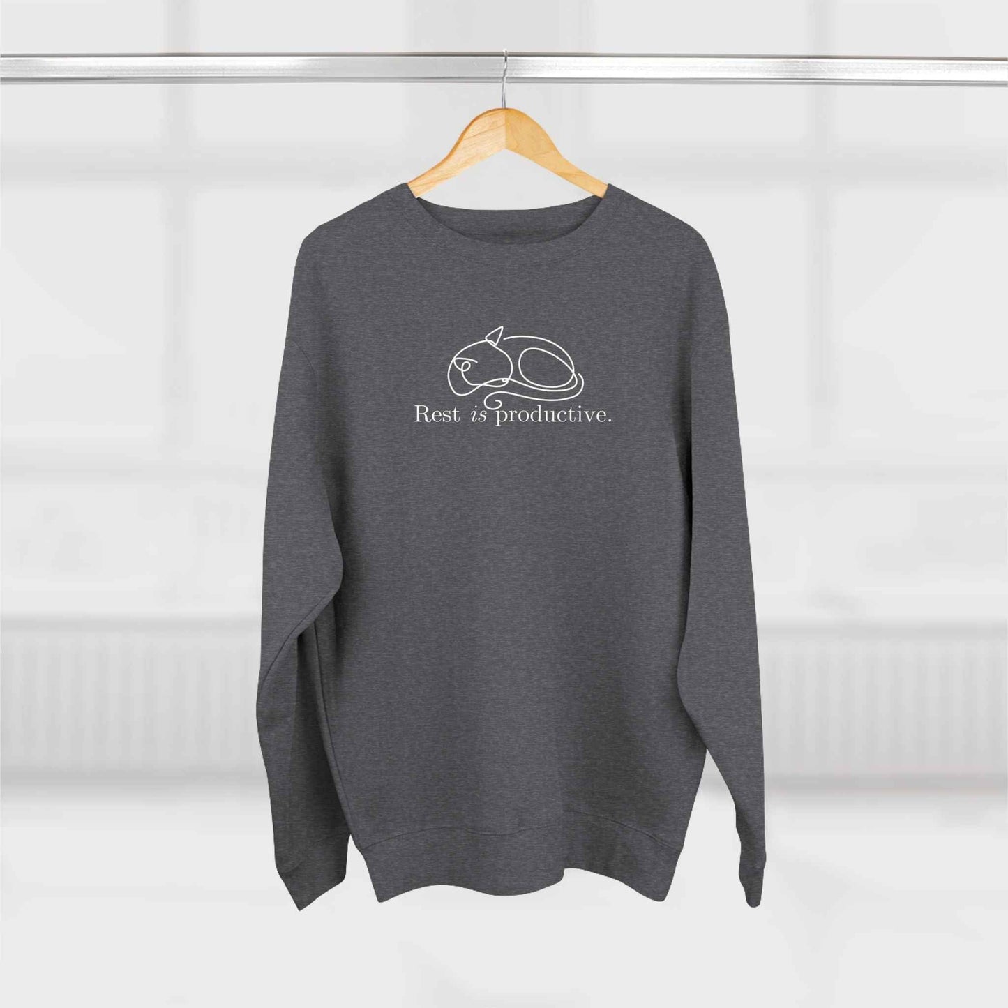 Sudadera Minimalista de Gato 'Descansar es Productivo'