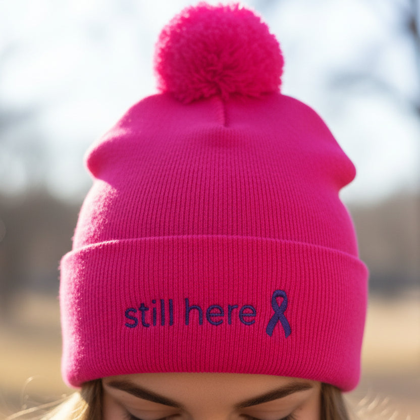 Gorro de Pom-Pom Still Here – Sombrero de Tejido para la Conciencia de la Epilepsia