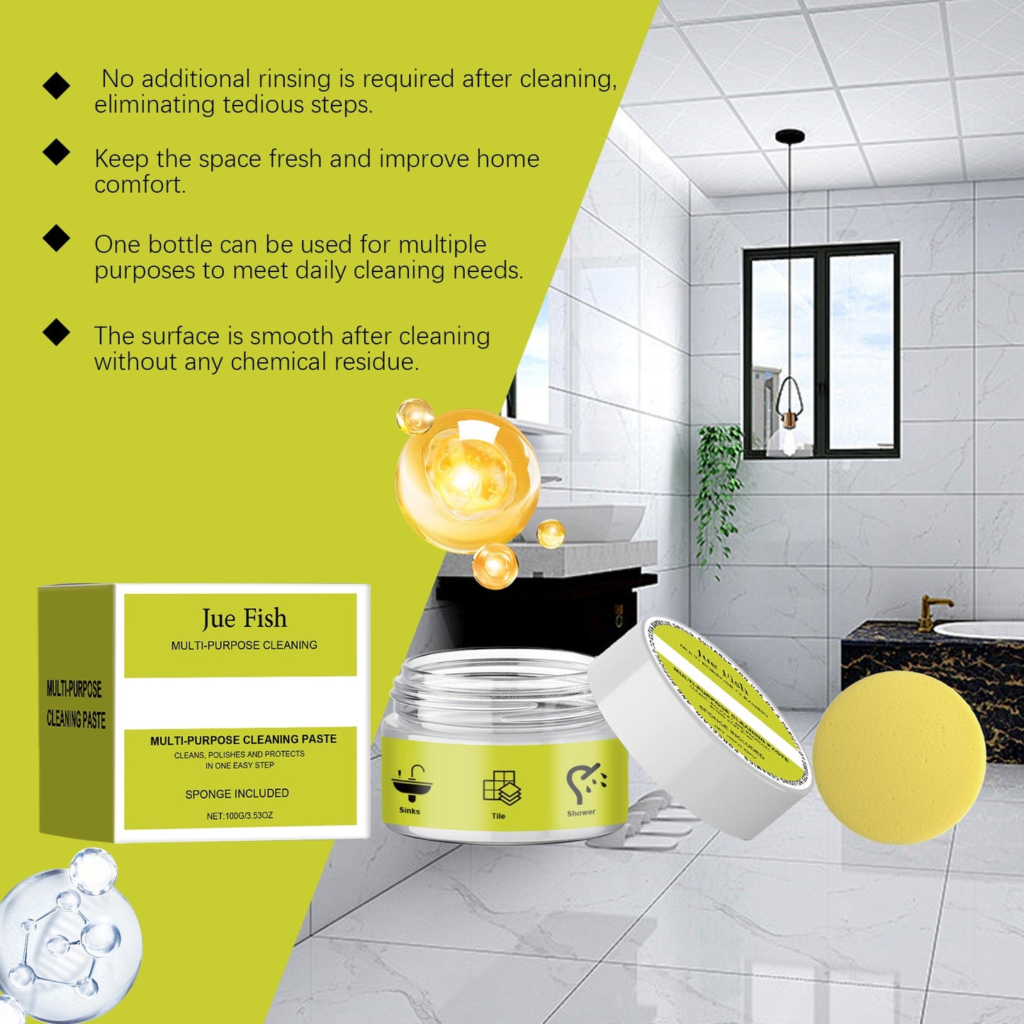 Multi-Purpose Cleaning Paste Household Kitchen Bathroom Furniture Grease And Scale Multi-Purpose Cleaner - Korvel