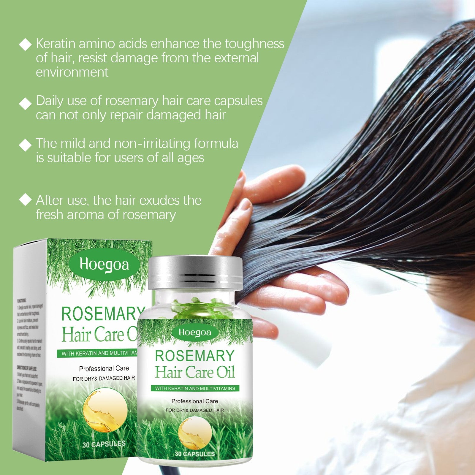 Rosemary Hair Care Capsules Nourishing Hair Care Capsules Soothing And Repairing Frizzy Rosemary Capsules - Korvel