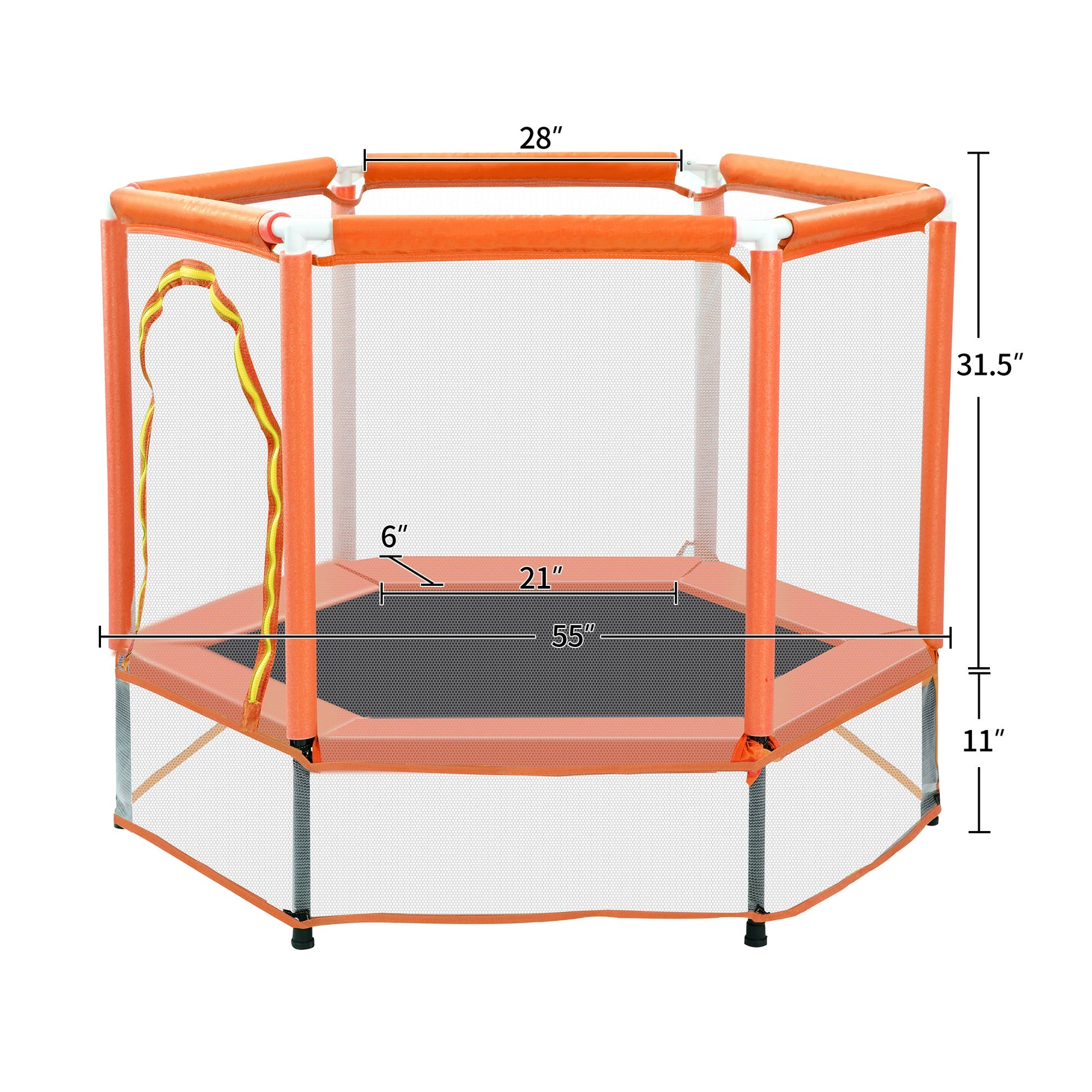 55'' Toddlers Trampoline with Safety Enclosure Net and Balls, Indoor Outdoor Mini Trampoline for Kids - Korvel