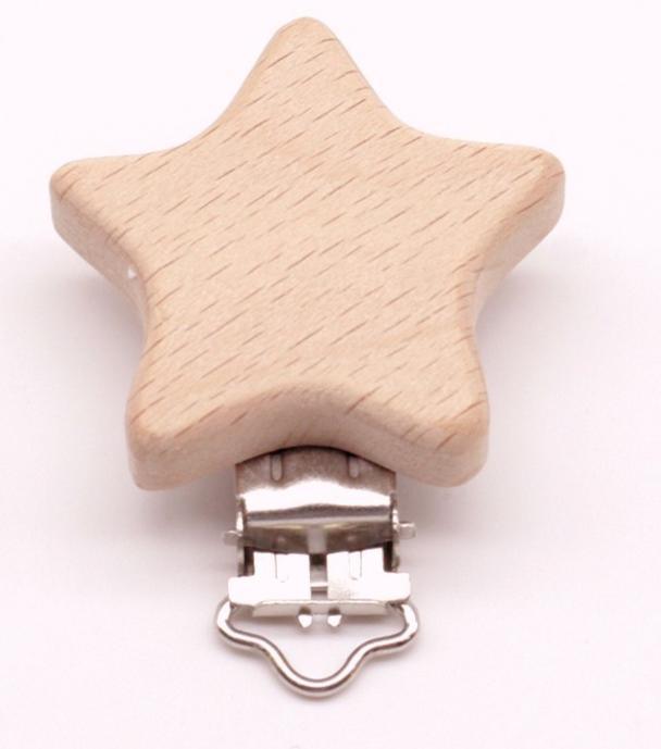 Premium Beech Wood Pacifier Clip - Cute Elephant & Heart Design