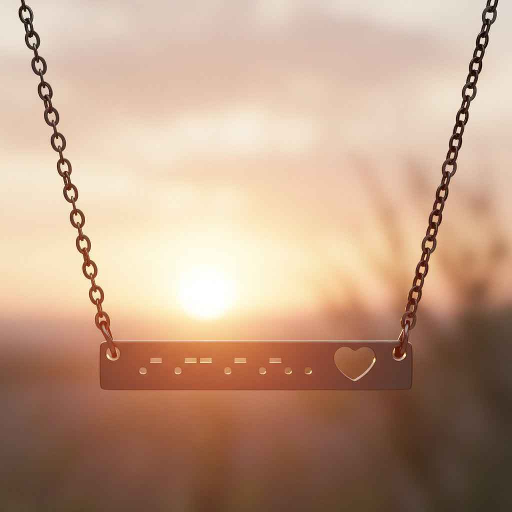 AWARE Morse Code Necklace – Heart Bar Pendant