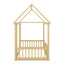 Twin Size Floor Wooden Bed with House Roof Frame and Safety Guardrails,Natural - Korvel