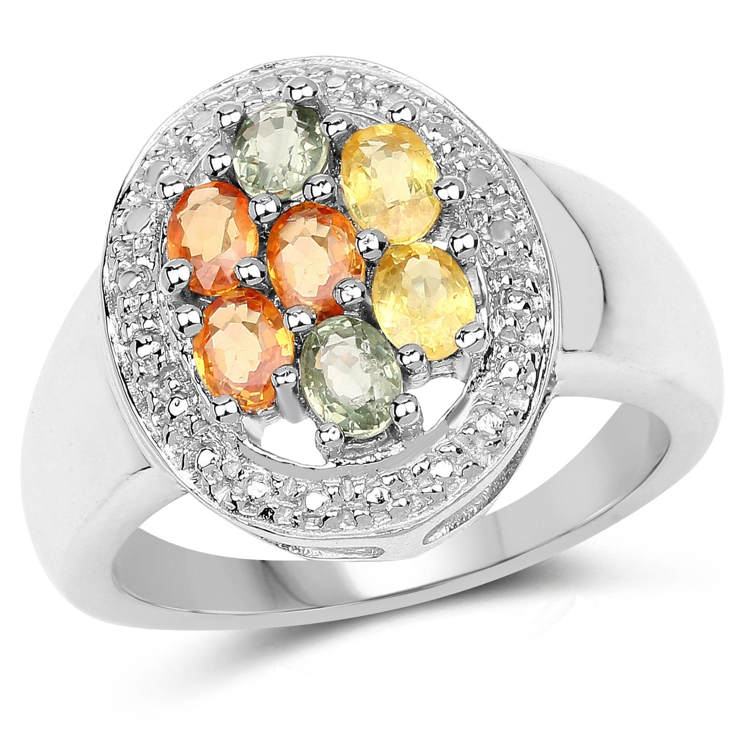 1.54 Carat Multi Sapphire Cluster Ring in Sterling Silver