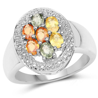 1.54 Carat Multi Sapphire Cluster Ring in Sterling Silver
