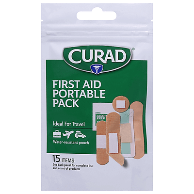 Pack portable de premiers secours Curad® – Kit de voyage de 15 pièces