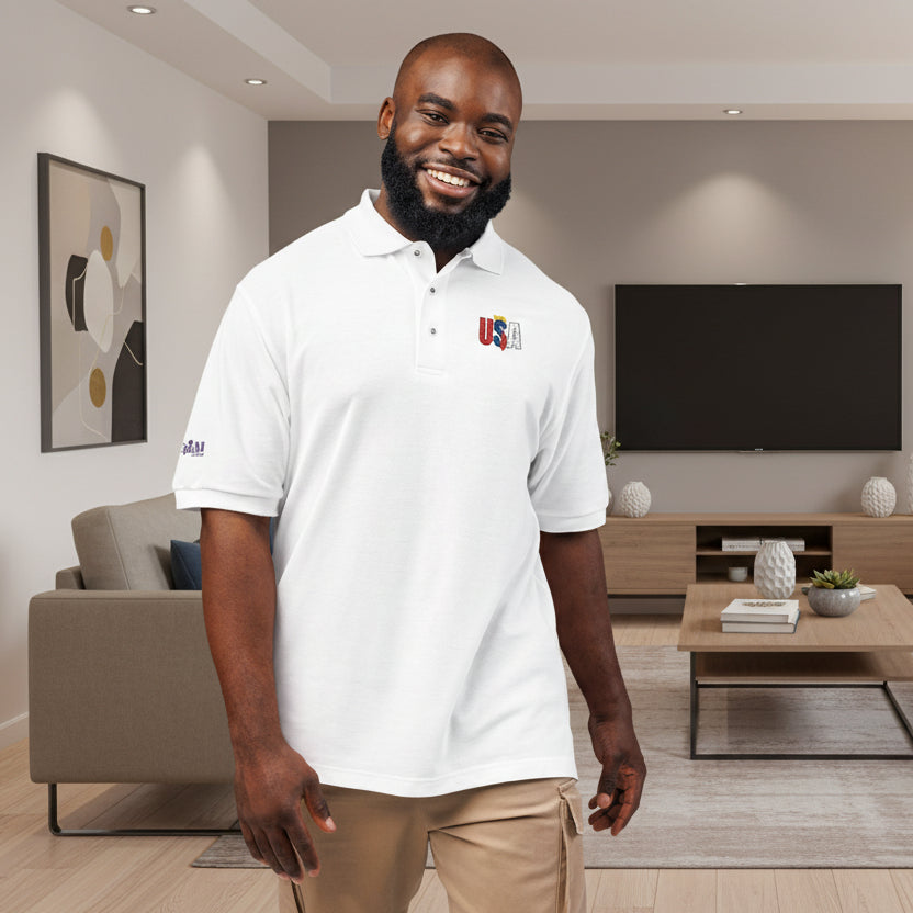 Classic USA Embroidered Unisex Polo Shirt