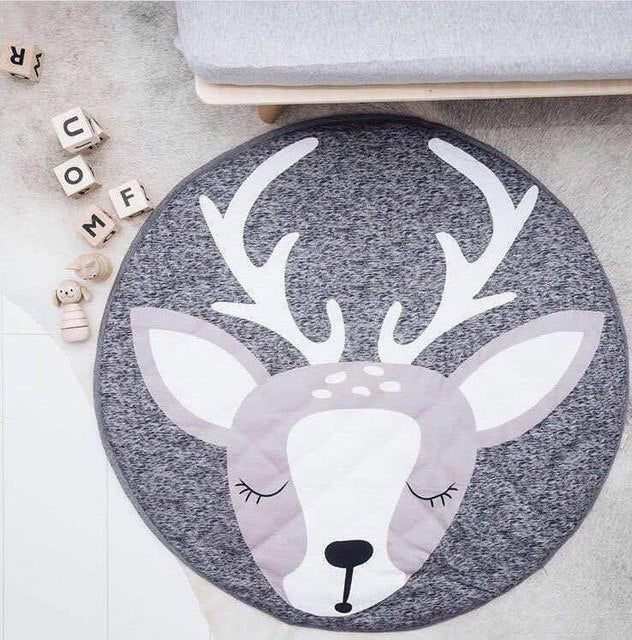 Alfombra de Juego de Algodón en Forma de Cisne de 90CM para Niños - Alfombra Redonda Suave
