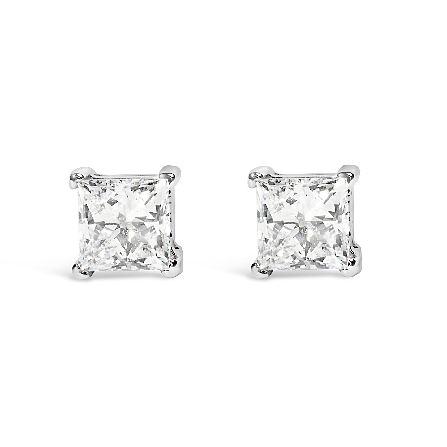 Boucles d'oreilles clou en diamant solitaire en or blanc 14K cultivé en laboratoire