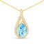 0.89 Carat Swiss Blue Topaz & Diamond 14K Gold Pendant