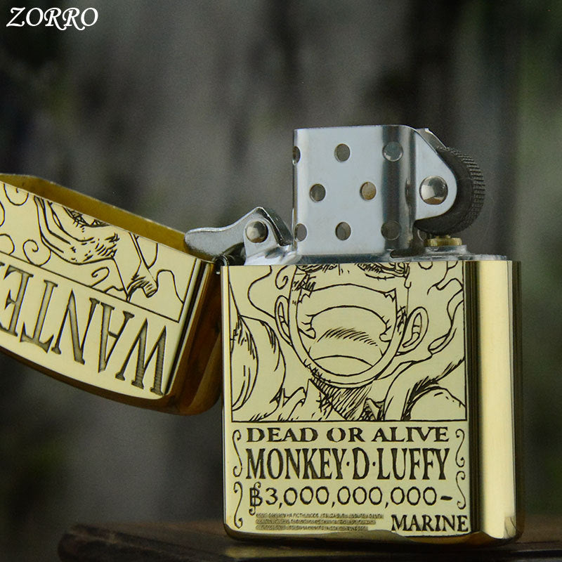 ZORRO Zorro Yellow Cartoon Wanted Brass Kerosene Lighter - Korvel