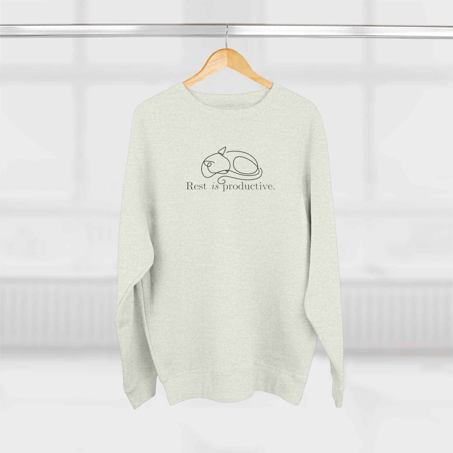 Sudadera Minimalista de Gato 'Descansar es Productivo'