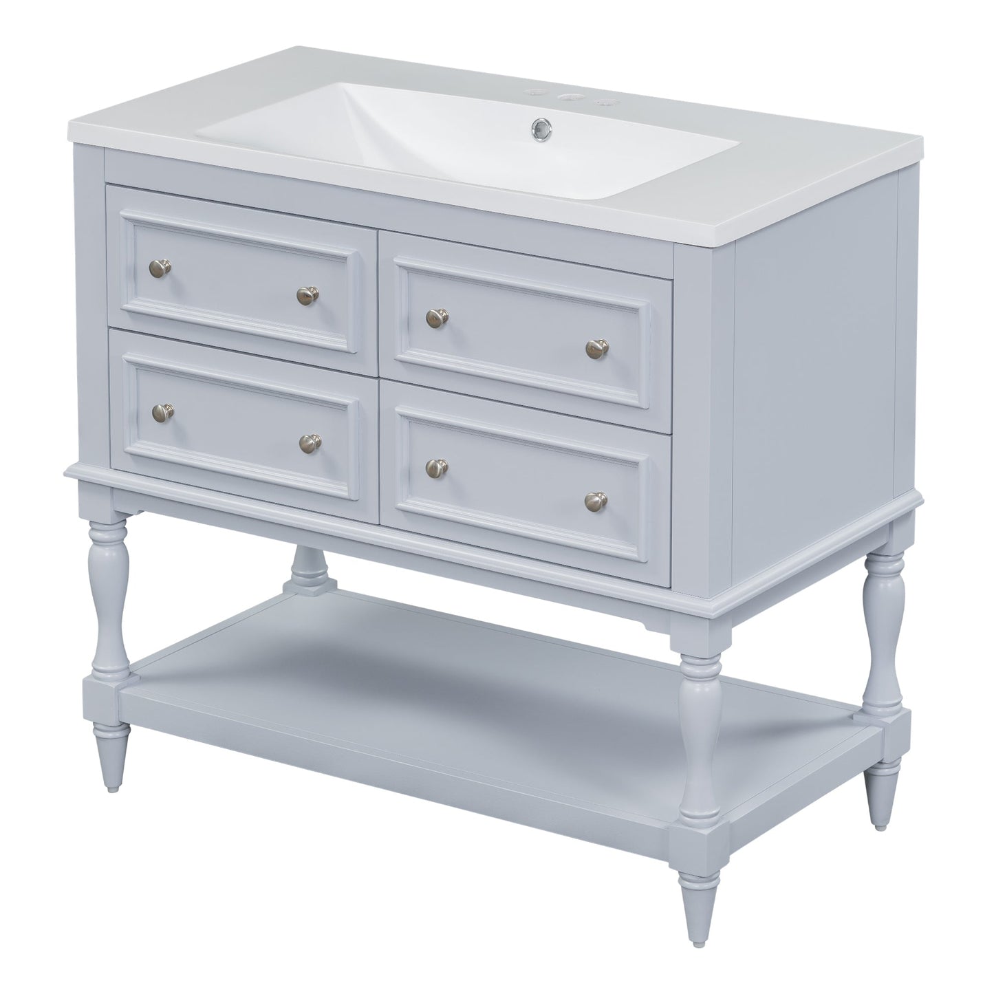36" Blue Bathroom Vanity Cabinet with Sink Combo