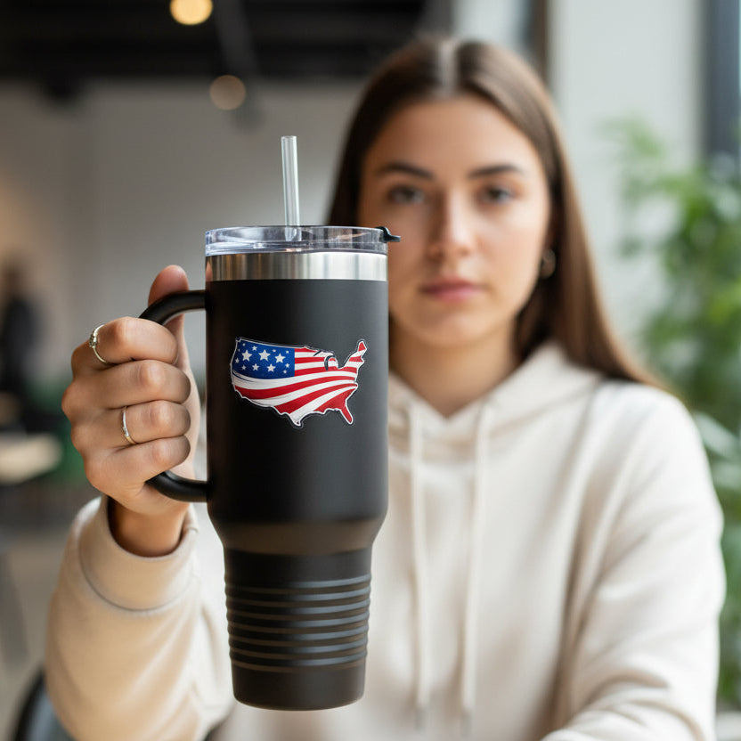 USA Map 40oz Insulated Tumbler with Handle