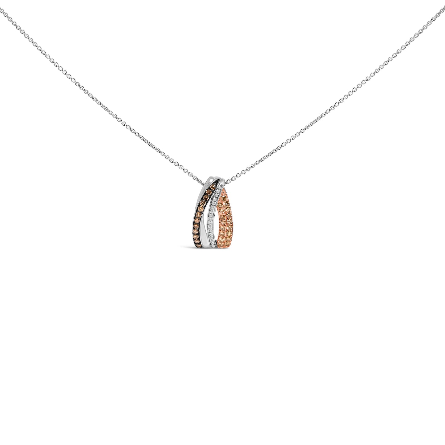 Collier Pendentif en Argent Sterling Tri Ton avec Diamants
