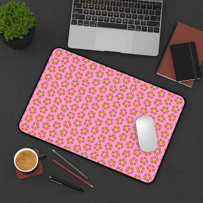 Blooming Chaos Pink Cat Pattern Desk Mat