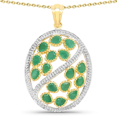 2.24 Carat Genuine Emerald Sterling Silver Pendant