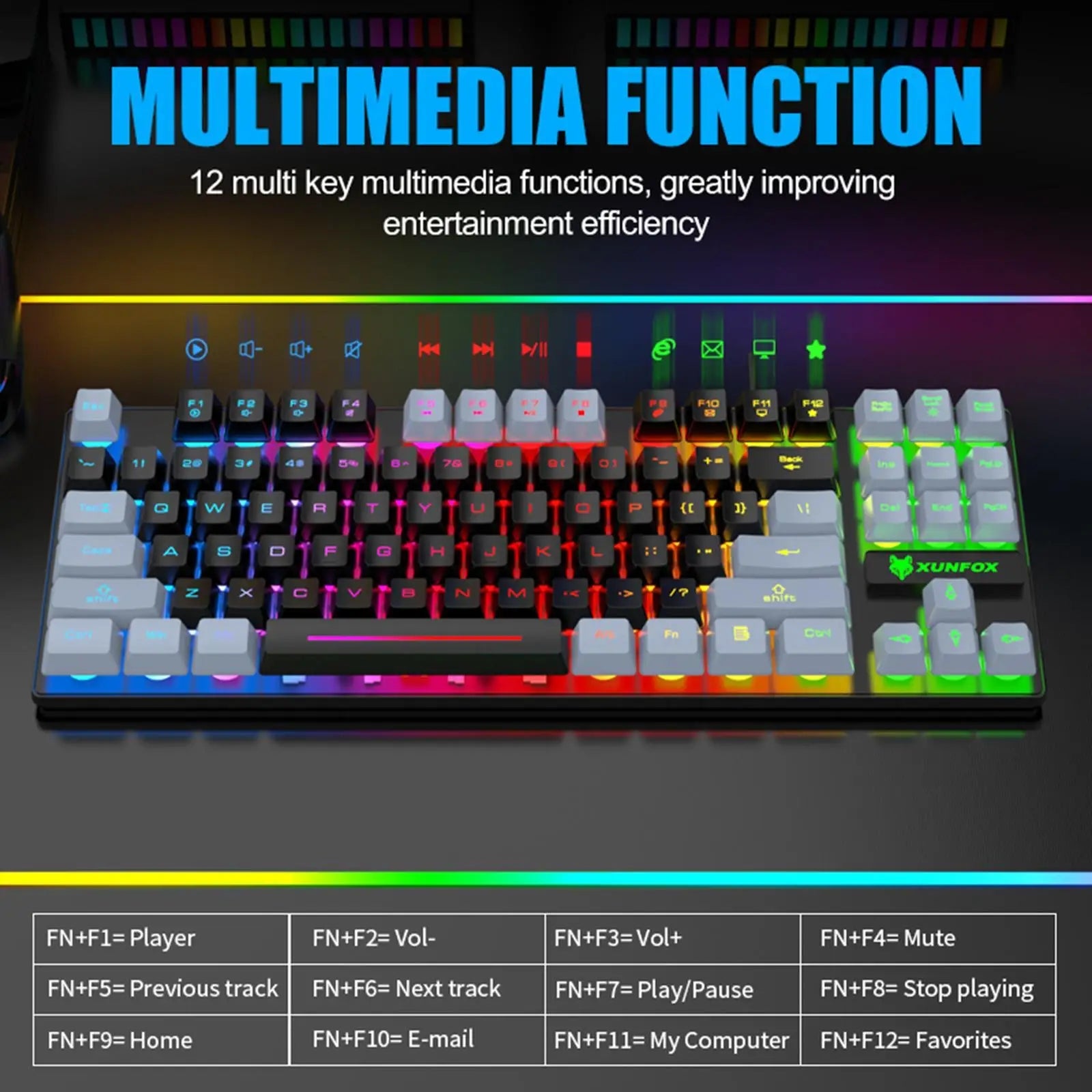 Gaming Keyboard Colorful LED Backlight Office Keyboard for Desktop Typing PC - Korvel