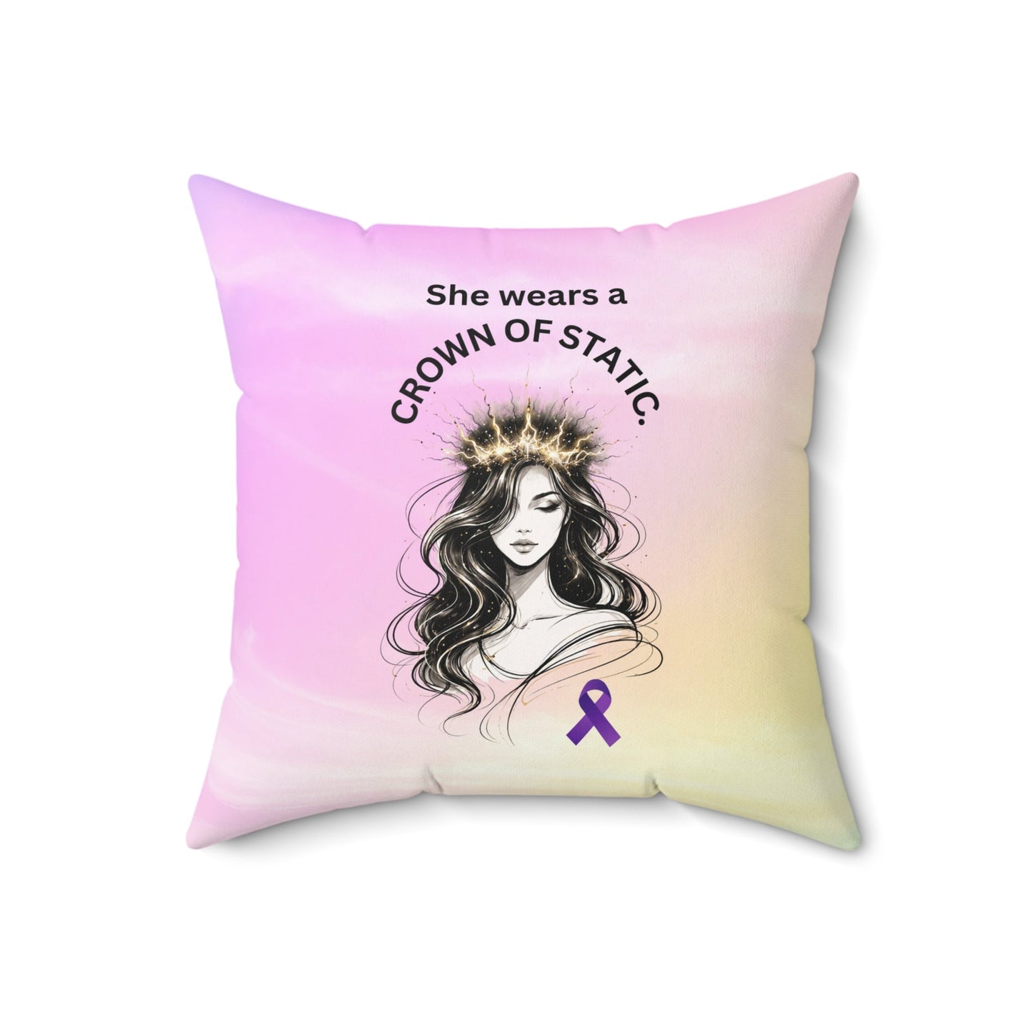 Crown of Static Epilepsy Awareness Throw Pillow