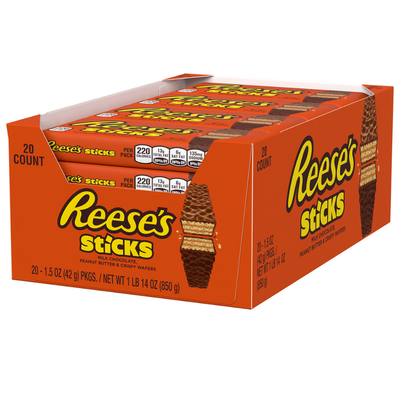 REESE'S STICKS Milk Chocolate Peanut Butter Wafer Bars, 20 Count