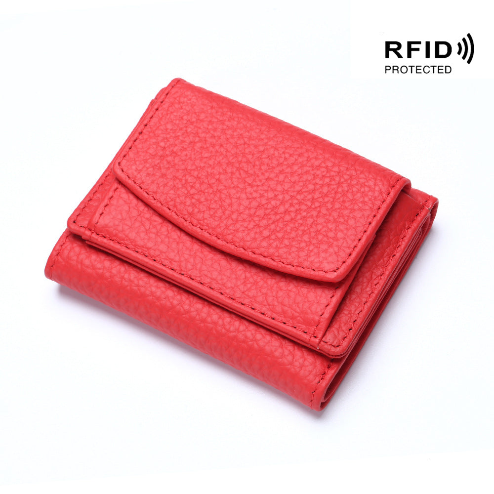 Cartera Mini de Cuero Genuino para Mujeres con Protección RFID