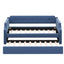 Upholstered Daybed with Trundle, Wood Slat Support,Upholstered Frame Sofa Bed Twin Blue - Korvel