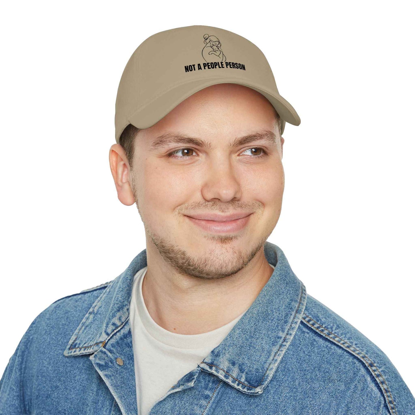 Casquette en coton à profil bas avec art linéaire de chat "Pas une personne sociable"
