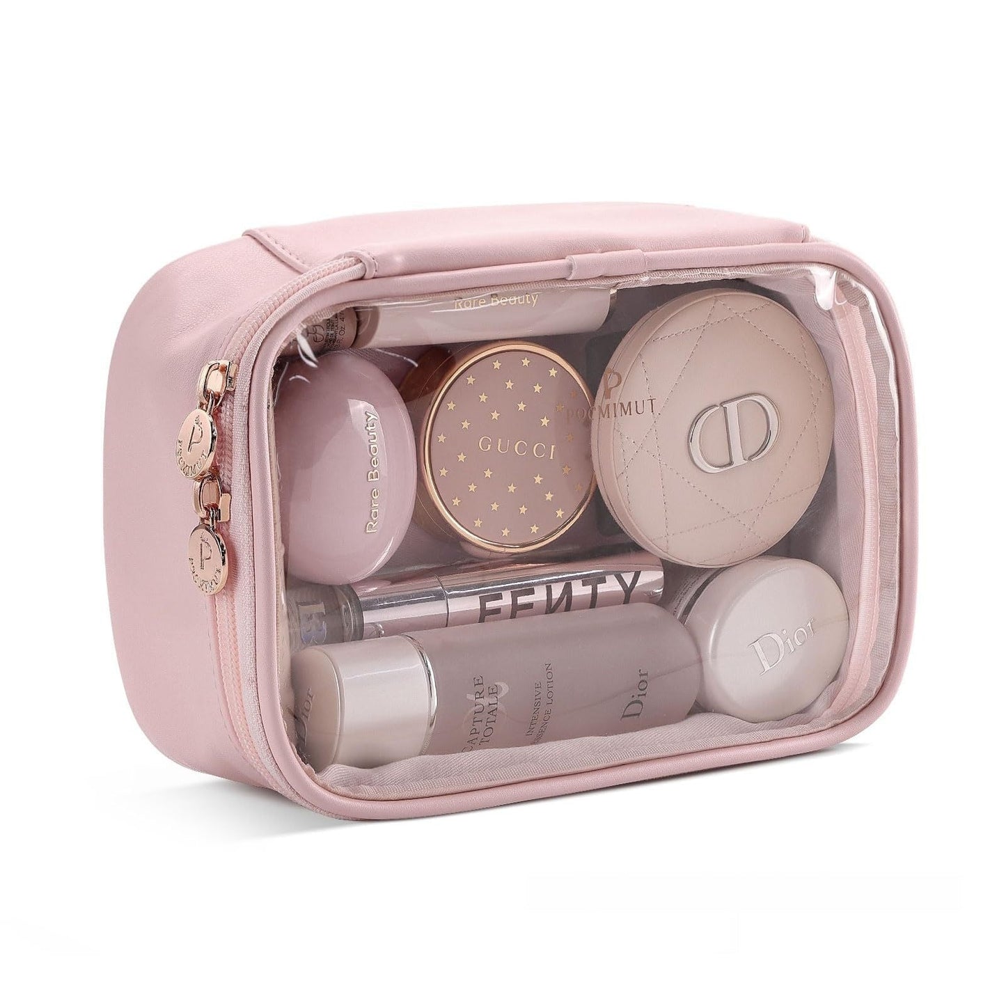 Premium Leather Transparent Cosmetic Bag for Travel