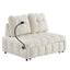 Beige Velvet Modern Sofa with Pull-Out Bed and USB Port
